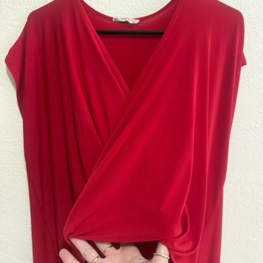 Blooms in the City Red Twist Front High‎ Low Sleeveless Knit Dress Small - Picture 4 of 11